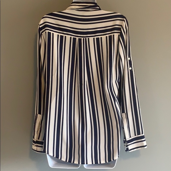 NWOT - Express : White & Blue : Striped Lace Up Dress Trendy Top - Picture 3 of 3